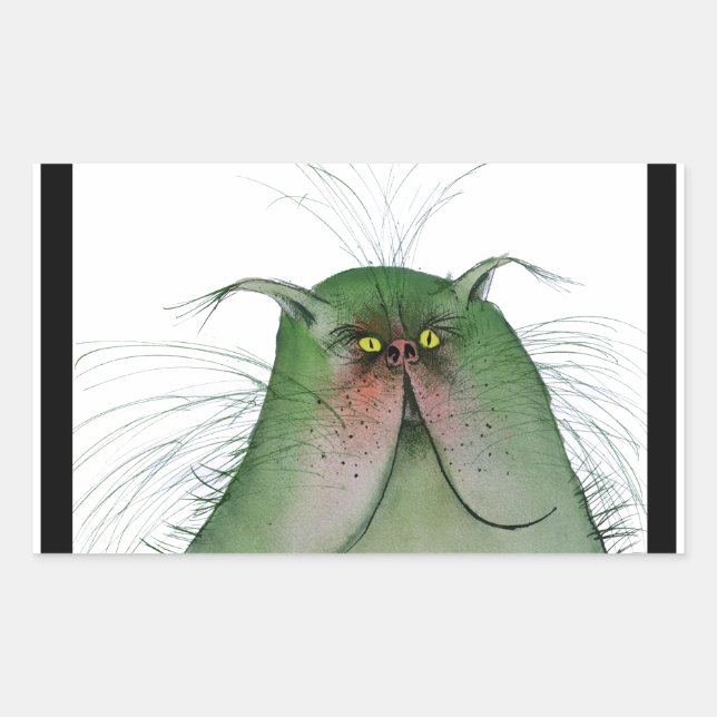 tony fernandes's green tabby cat snap rectangular sticker (Front)