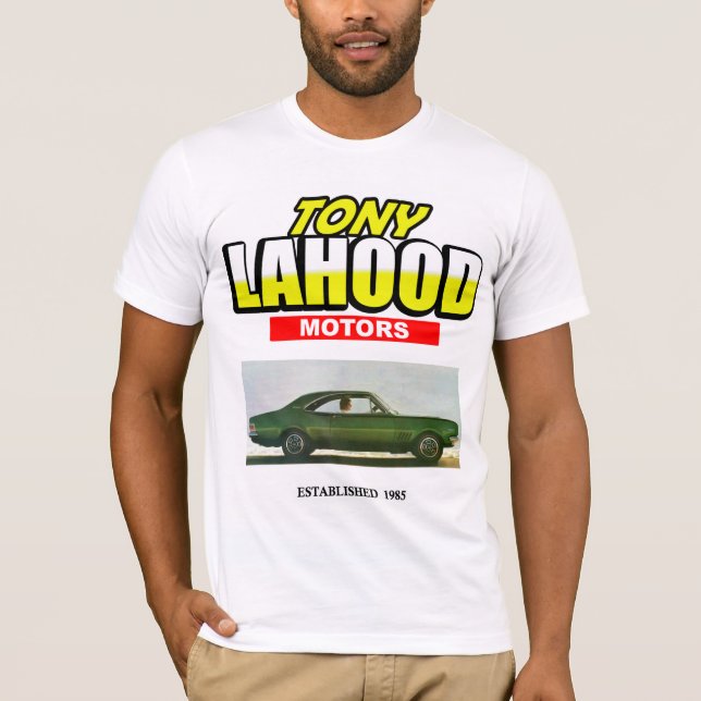 Tony Lahood Motors tshirt (Front)