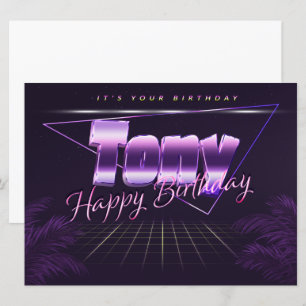 Tony Name Vorname lila retro Karte Geburtstag Card