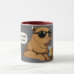 Too Chill to Care – Funny Lazy Vintage Cartoon Mug