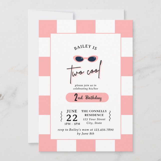 Too Cool 2nd Birthday Invitation (Front)