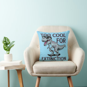 Too Cool For Extinction T-Rex Skater - Funny Dino Cushion