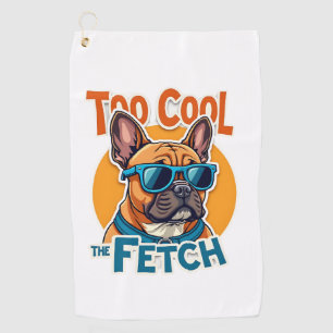 Too Cool for Fetch French Bulldog Vintage Sunglass Golf Towel