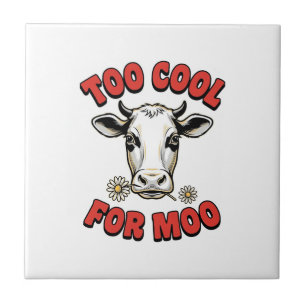Too Cool For Moo Funny Cow Vintage Shirt Design_1 Ceramic Tile