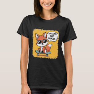 Too Cool For School Trendy Skateboarding Fox T-Shirt