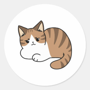Too Cool to Care, Too Lazy to Move – Relaxing Cat  Classic Round Sticker