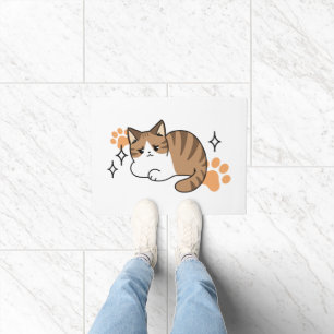 Too Cool to Care, Too Lazy to Move – Relaxing Cat Doormat