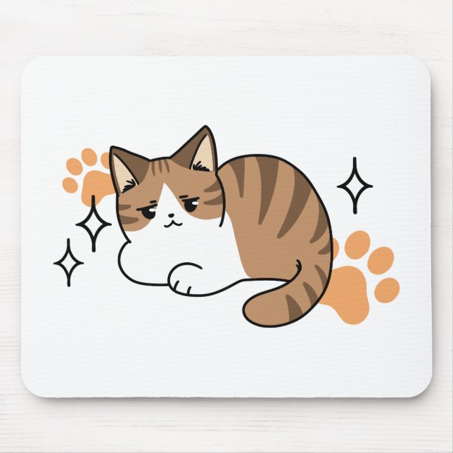 Too Cool to Care, Too Lazy to Move – Relaxing Cat  Mouse Pad (Front)