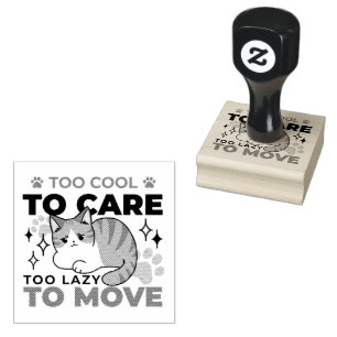 Too Cool to Care, Too Lazy to Move – Relaxing Cat Rubber Stamp