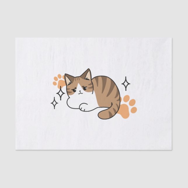 Too Cool to Care, Too Lazy to Move – Relaxing Cat  Tissue Paper (Front)