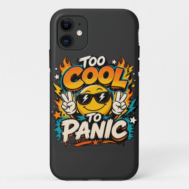 Too Cool To Panic Funny Smiley Graphic Design Case-Mate iPhone Case (Back)