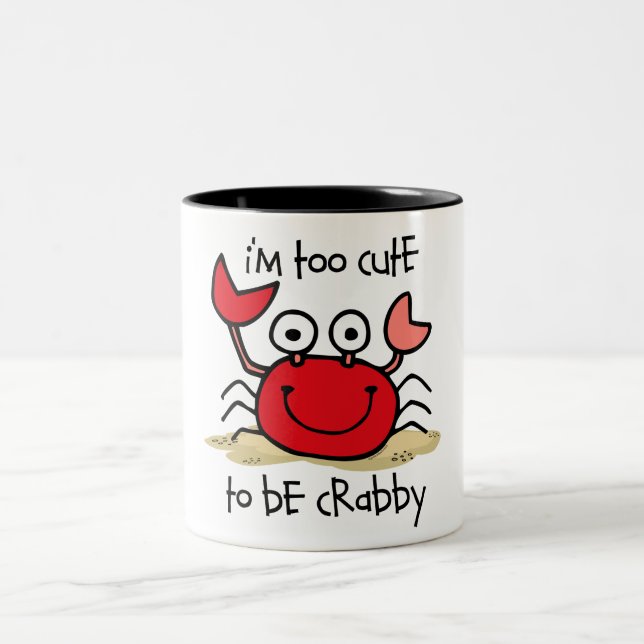 Too Cute Crab Two-Tone Coffee Mug (Center)