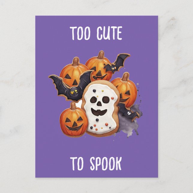 Too Cute Halloween Cookies To Spook Holiday Postcard (Front)