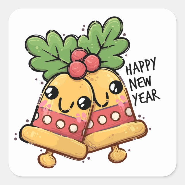 TOO CUTE HAPPY NEW YEAR Sticker (Front)