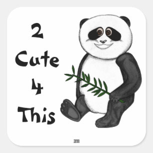 Too Cute Panda Bear Square Sticker