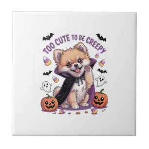 Too Cute to be Creepy Halloween Tee PNG Ceramic Tile