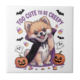 Too Cute to be Creepy Halloween Tee PNG Ceramic Tile