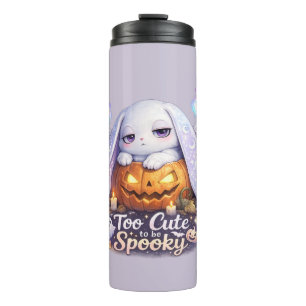 Too Cute To Be Spooky Halloween Pumpkin Bunny Thermal Tumbler
