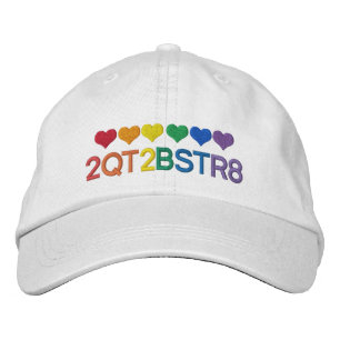 Too Cute To Be Straight Gay Pride Rainbow Hearts Embroidered Hat
