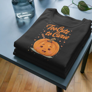Too Cute to Carve - Adorable Thanksgiving Pumpkin Tri-Blend Shirt