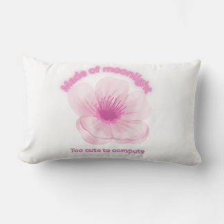 “Too Cute to Compute – Pink Flower Pillow” Lumbar Cushion