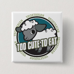 Too Cute to Eat Sheep 15 Cm Square Badge
