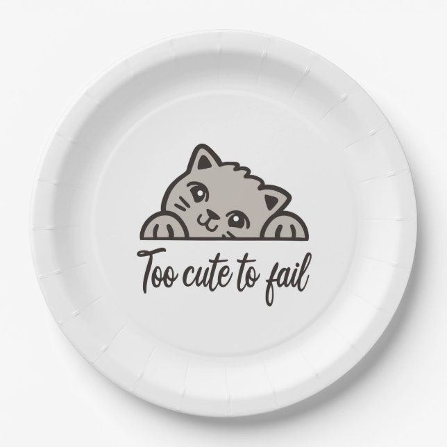 Too cute to fail paper plate (Front)