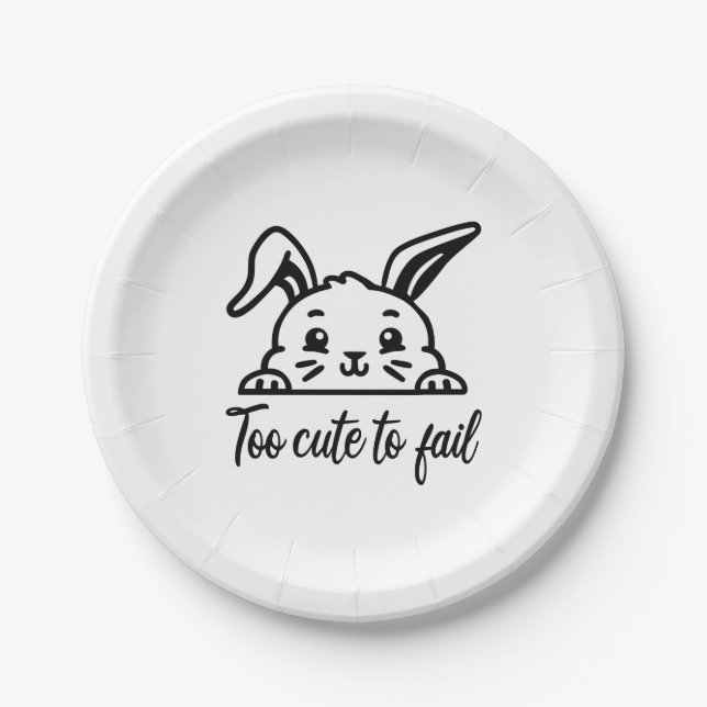 Too cute to fail paper plate (Front)