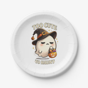 Too Cute To Haunt Ghost Witch Halloween Art Paper Plate