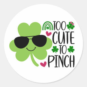 Too Cute to Pinch 🍀💚 Classic Round Sticker