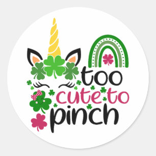 Too Cute to Pinch 🍀💚 Classic Round Sticker
