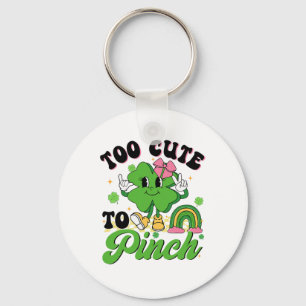 Too Cute To Pinch Shamrock Leprechaun Girl Kids Pa Key Ring