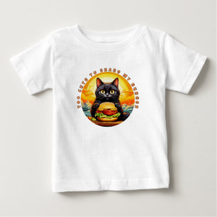 Too Cute to Share My Burger – Black Cat Foodie Art Baby T-Shirt
