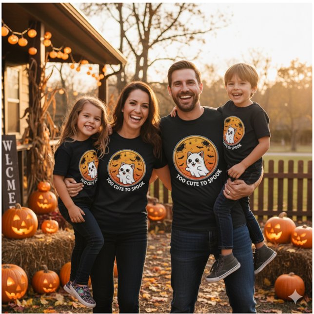 Too Cute To Spook – Adorable Ghost Cat Halloween  T-Shirt (Creator Uploaded)