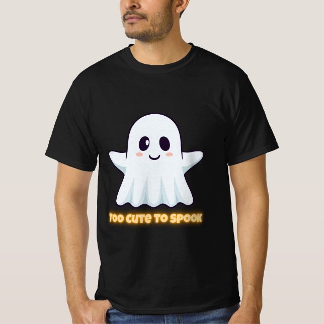 Too Cute To Spook – Adorable Kawaii Ghost Hallowee T-Shirt (Front)