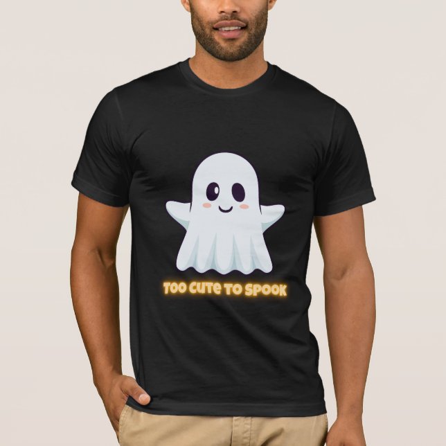Too Cute To Spook – Adorable Kawaii Ghost Hallowee T-Shirt (Front)
