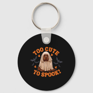 Too Cute To Spook Brown Newfoundland Dog Ghost Key Ring