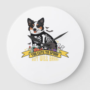 Too Cute to Spook But Will Bark Adorable Halloween Large Clock