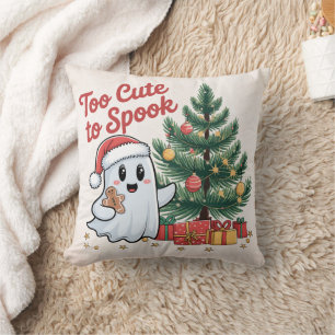 Too Cute To Spook Christmas Ghost Cute Holiday Cushion