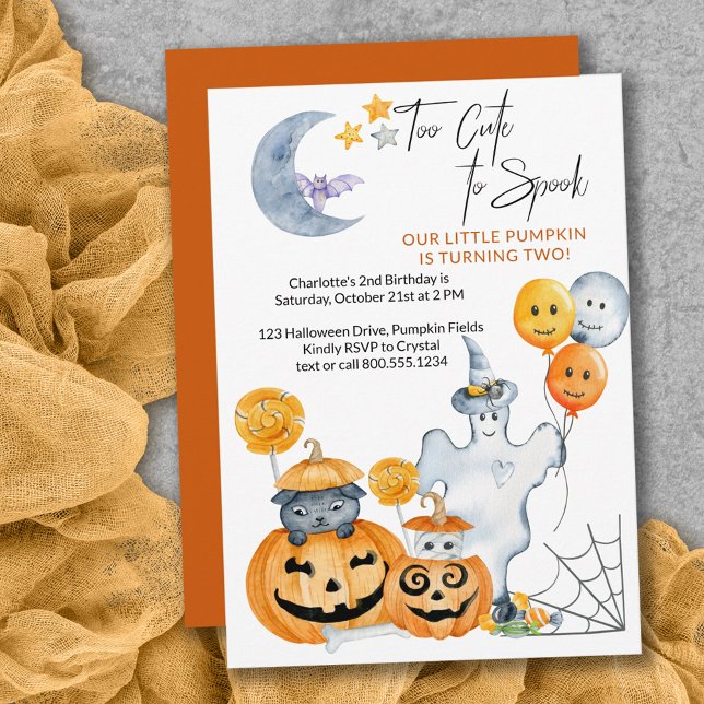 Too Cute to Spook Fun Halloween Birthday Party Invitation (Creator Uploaded)