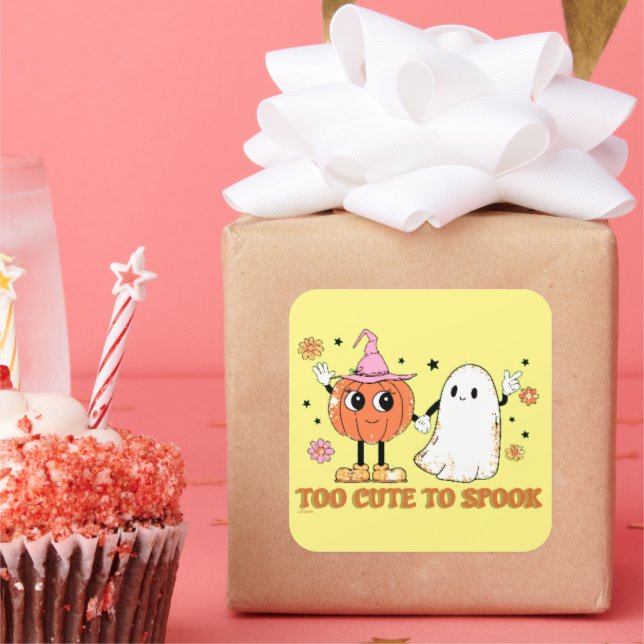 TOO CUTE TO SPOOK funny cute ghost halloween       Square Sticker (Party)
