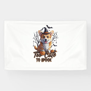 Too Cute To Spook Funny Halloween Dog Corgi T shir Banner