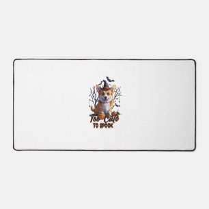 Too Cute To Spook Funny Halloween Dog Corgi T shir Desk Mat