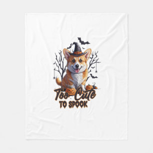Too Cute To Spook Funny Halloween Dog Corgi T shir Fleece Blanket