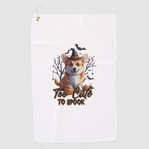 Too Cute To Spook Funny Halloween Dog Corgi T shir Golf Towel