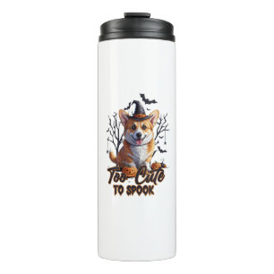 Too Cute To Spook Funny Halloween Dog Corgi T shir Thermal Tumbler