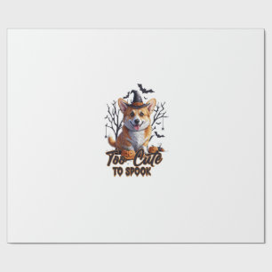 Too Cute To Spook Funny Halloween Dog Corgi T shir Wrapping Paper