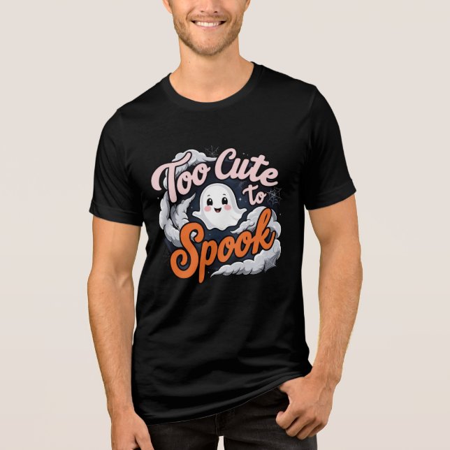 Too Cute to Spook Ghost Design Tri-Blend Shirt (Front)
