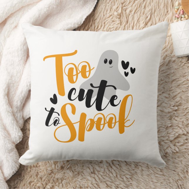 Too Cute To Spook Ghost Halloween Funny Hoodie Cushion (Blanket)