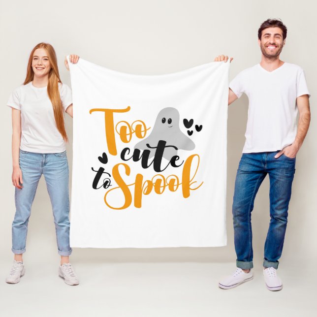 Too Cute To Spook Ghost Halloween Funny Hoodie Fleece Blanket (In Situ)